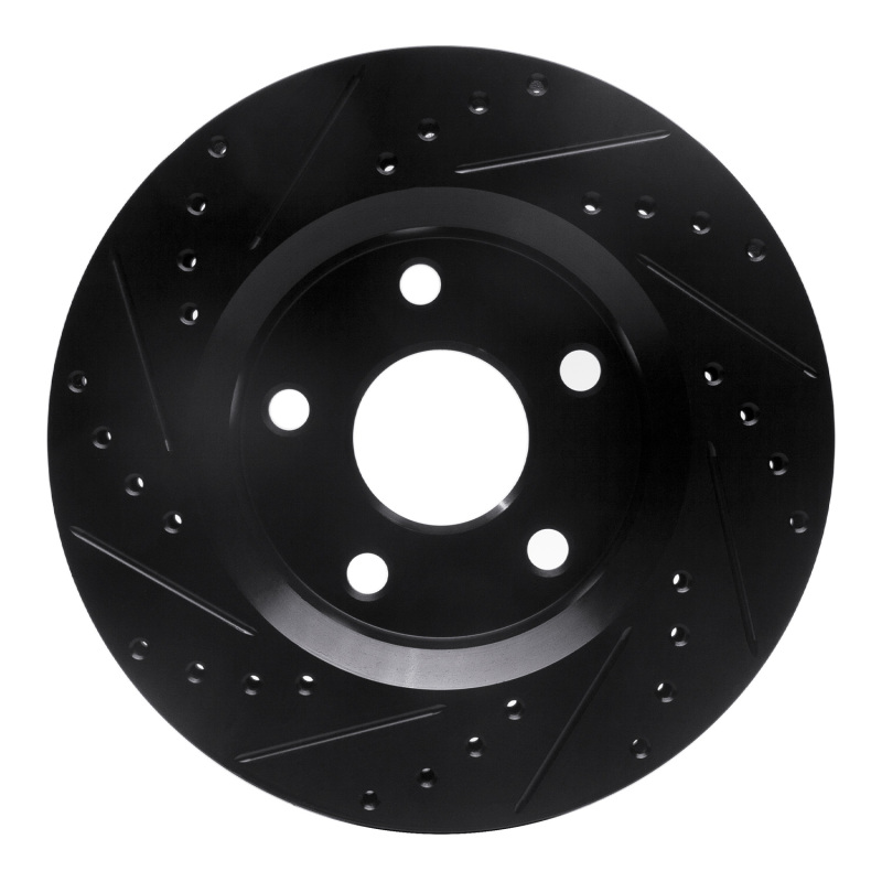 Jeep Wrangler Brake Rotor (1) - Front Right - R1 Concepts - Drilled & Slotted - Black - `07-`18